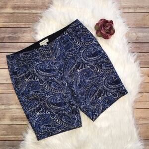 Adrienne Vittadini Paisley Print Shorts Blue Size 8